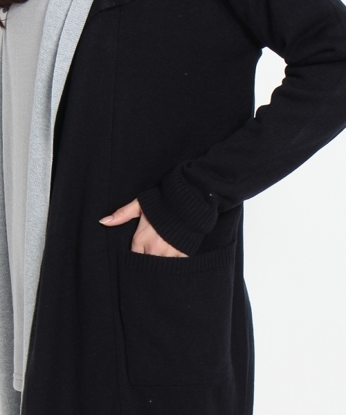 HusHusH（ハッシュアッシュ）の「フロントレイヤードフーテッドカーディガン（カーディガン/ボレロ・レディース・グレー/ブルー/ホワイト・02/03）」の7枚目の写真