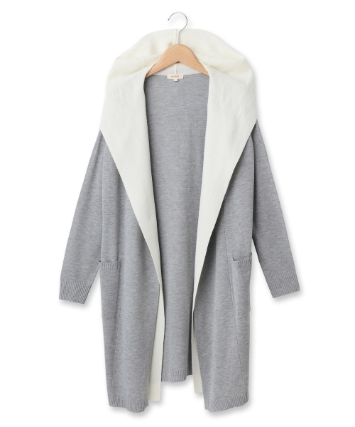 HusHusH（ハッシュアッシュ）の「フロントレイヤードフーテッドカーディガン（カーディガン/ボレロ・レディース・グレー/ブルー/ホワイト・02/03）」の9枚目の写真