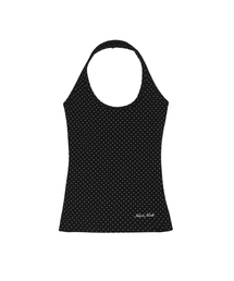 DOT HALTER NECK SLEEVELESS TOP_BLACK