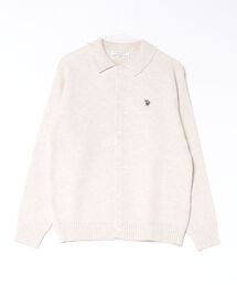 【U.S. POLO ASSN.】ワンポイント刺繍メランジ ポロカーディガン