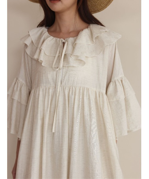 BIRTHDAY BASH(バースデイバッシュ)の「FRILL KAFTAN DRESS(フリルカフタンドレス)(ワンピース・レディース・ブラック/アイボリー・FREE)」の11枚目の写真