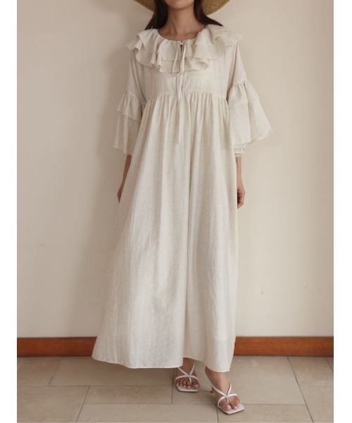 BIRTHDAY BASH(バースデイバッシュ)の「FRILL KAFTAN DRESS(フリルカフタンドレス)(ワンピース・レディース・ブラック/アイボリー・FREE)」の19枚目の写真