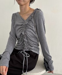 アシメネックフリルドロストT