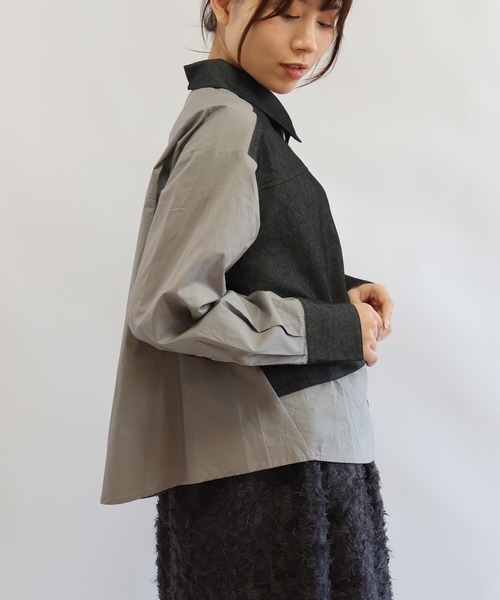 etre relie(エトレリー)の「Gジャンドッキングブラウス(シャツ/ブラウス・レディース・インディゴブルー/ブラック・MEDIUM)」の18枚目の写真