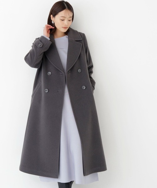 NATURAL BEAUTY BASIC(ナチュラルビューティーベーシック)の「ビッグカラーダブルチェスターコート(チェスターコート・レディース・グレイッシュベージュ/ブルー/チャコールグレー/ダークブラウン・X-SMALL/MEDIUM/SMALL)」の2枚目の写真