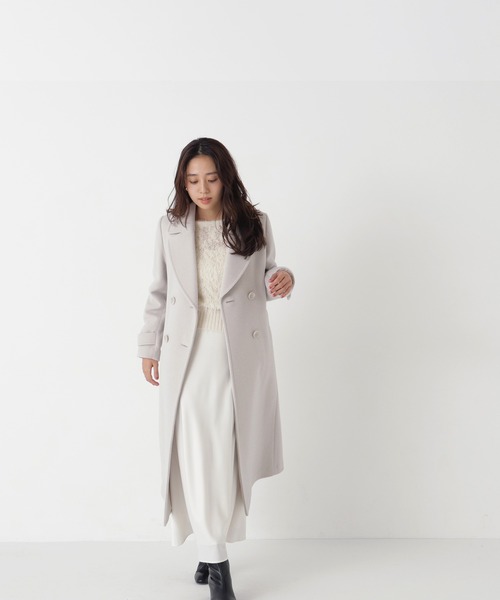 NATURAL BEAUTY BASIC(ナチュラルビューティーベーシック)の「ビッグカラーダブルチェスターコート(チェスターコート・レディース・グレイッシュベージュ/ブルー/チャコールグレー/ダークブラウン・X-SMALL/MEDIUM/SMALL)」の9枚目の写真