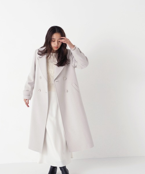 NATURAL BEAUTY BASIC(ナチュラルビューティーベーシック)の「ビッグカラーダブルチェスターコート(チェスターコート・レディース・グレイッシュベージュ/ブルー/チャコールグレー/ダークブラウン・X-SMALL/MEDIUM/SMALL)」の11枚目の写真