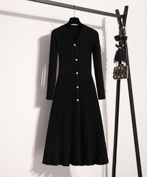 プリーツ ニットワンピース