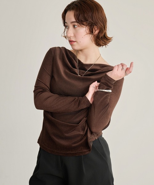DAESE TOKYO(デセトウキョウ)の「シアーベロアドレーププルオーバー(Tシャツ/カットソー・レディース・ブラウン/ブラック/オフホワイト・FREE)」の3枚目の写真