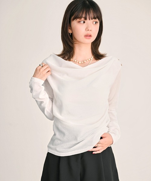 DAESE TOKYO(デセトウキョウ)の「シアーベロアドレーププルオーバー(Tシャツ/カットソー・レディース・ブラウン/ブラック/オフホワイト・FREE)」の2枚目の写真