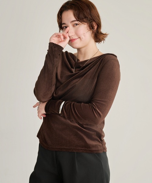 DAESE TOKYO(デセトウキョウ)の「シアーベロアドレーププルオーバー(Tシャツ/カットソー・レディース・ブラウン/ブラック/オフホワイト・FREE)」の9枚目の写真