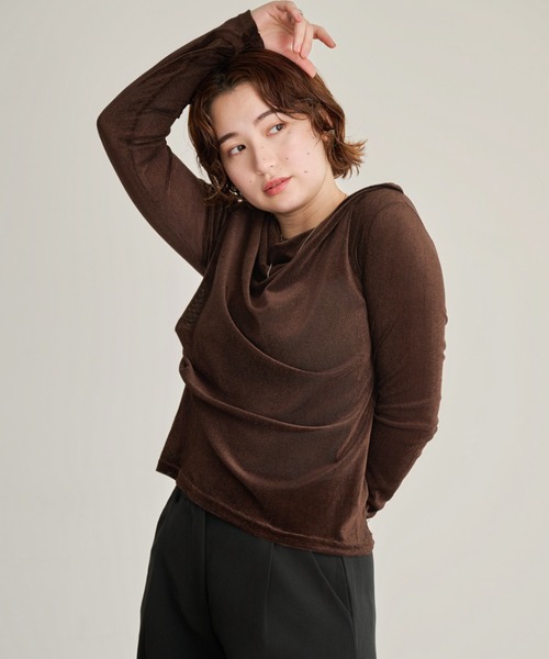 DAESE TOKYO(デセトウキョウ)の「シアーベロアドレーププルオーバー(Tシャツ/カットソー・レディース・ブラウン/ブラック/オフホワイト・FREE)」の5枚目の写真