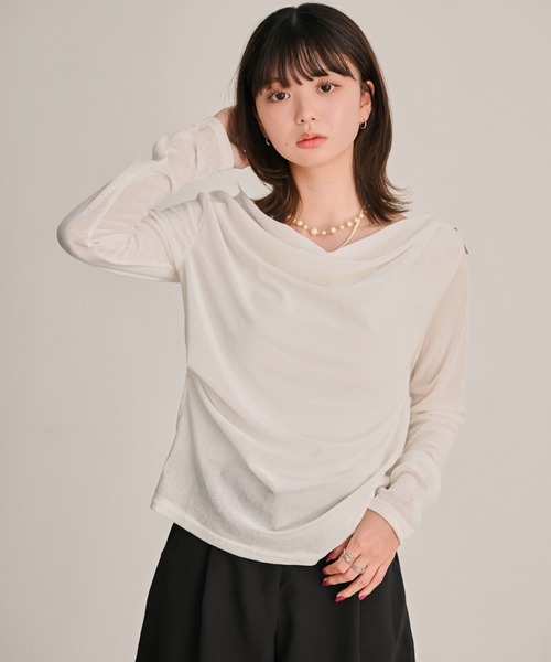 DAESE TOKYO(デセトウキョウ)の「シアーベロアドレーププルオーバー(Tシャツ/カットソー・レディース・ブラウン/ブラック/オフホワイト・FREE)」の17枚目の写真