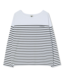 レディース ストライプボートネックTシャツ