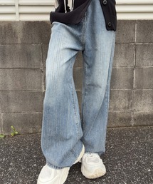 フロント スパンコール ワイドデニムパンツ / asai
