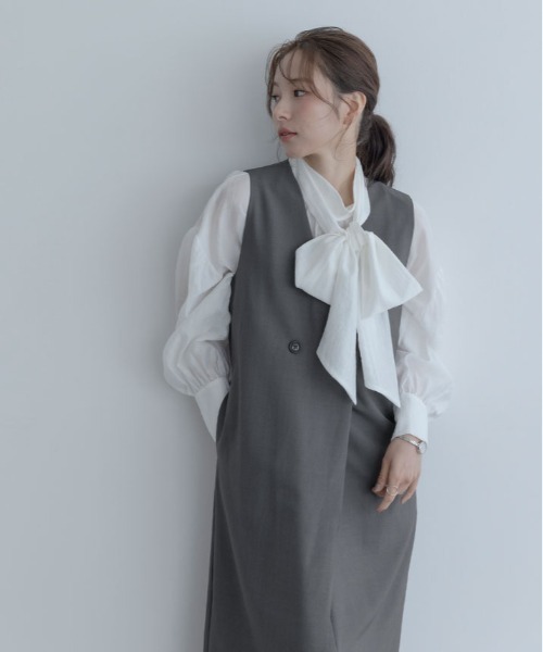 maviru(マヴィル)の「ジレ デザイン ワンピース(ワンピース・レディース・ベージュ/グレー/ブラック・L/M)」の2枚目の写真