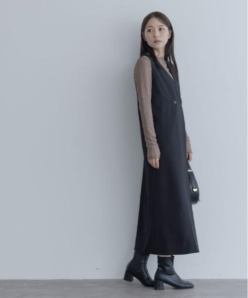 maviru(マヴィル)の「ジレ デザイン ワンピース(ワンピース・レディース・ベージュ/グレー/ブラック・L/M)」の7枚目の写真