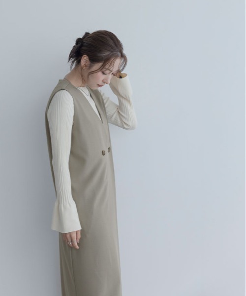 maviru(マヴィル)の「ジレ デザイン ワンピース(ワンピース・レディース・ベージュ/グレー/ブラック・L/M)」の15枚目の写真