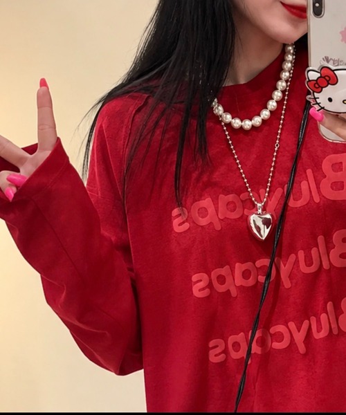 VIBGYOR(ヴィブジョー)の「【EIZZ/アイズ】フロントロゴ ビッグシルエット シアー 長袖Tシャツ / ロンT(Tシャツ/カットソー・レディース・ホワイト/レッド/イエロー/ブルー・FREE)」の6枚目の写真