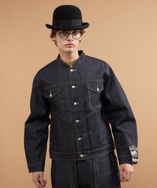 40ct&525(フォーティーカラッツアンドゴーニーゴ)の「【525DENIM】14ozデニム ノーカラーGジャン(ブルゾン・メンズ・ネイビー/ブルー系その他・02/03/04)」の2枚目の写真