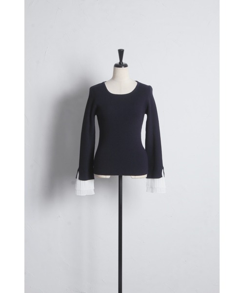 tocco closet(トッコ クローゼット)の「【ZOZO限定】袖口プリーツフリルニットトップス(ニット/セーター・レディース・ネイビー/ブラック/ラベンダー・M)」の19枚目の写真