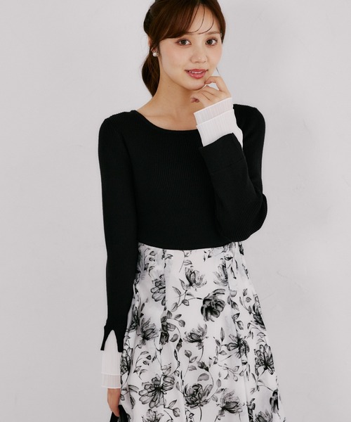 tocco closet(トッコ クローゼット)の「【ZOZO限定】袖口プリーツフリルニットトップス(ニット/セーター・レディース・ネイビー/ブラック/ラベンダー・M)」の5枚目の写真
