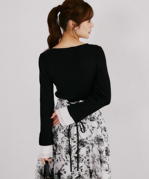 tocco closet(トッコ クローゼット)の「【ZOZO限定】袖口プリーツフリルニットトップス(ニット/セーター・レディース・ネイビー/ブラック/ラベンダー・M)」の8枚目の写真