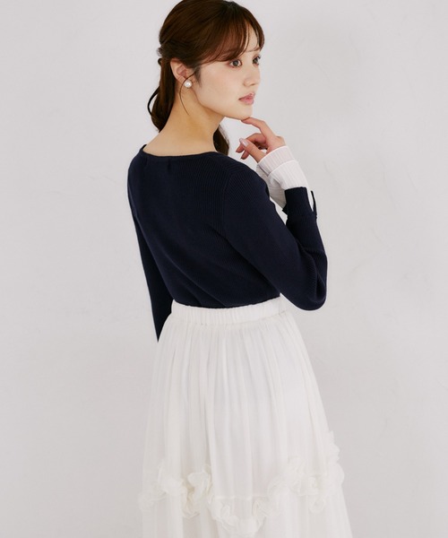 tocco closet(トッコ クローゼット)の「【ZOZO限定】袖口プリーツフリルニットトップス(ニット/セーター・レディース・ネイビー/ブラック/ラベンダー・M)」の13枚目の写真