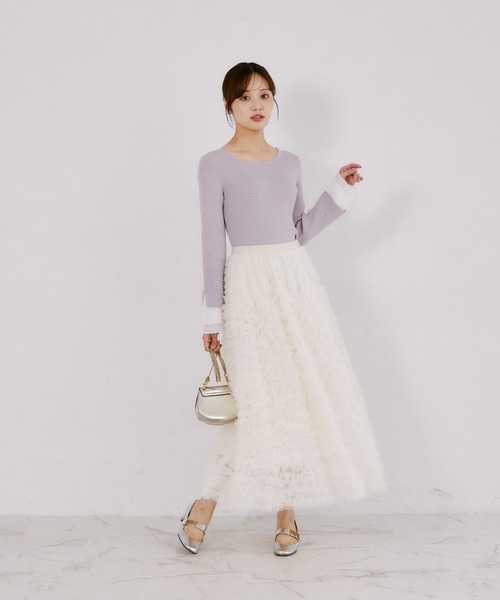 tocco closet(トッコ クローゼット)の「【ZOZO限定】袖口プリーツフリルニットトップス(ニット/セーター・レディース・ネイビー/ブラック/ラベンダー・M)」の14枚目の写真