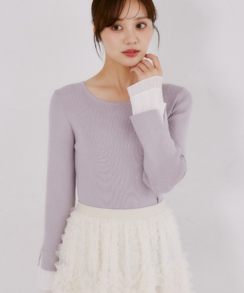 tocco closet(トッコ クローゼット)の「【ZOZO限定】袖口プリーツフリルニットトップス(ニット/セーター・レディース・ネイビー/ブラック/ラベンダー・M)」の16枚目の写真