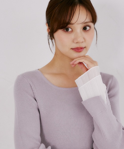 tocco closet(トッコ クローゼット)の「【ZOZO限定】袖口プリーツフリルニットトップス(ニット/セーター・レディース・ネイビー/ブラック/ラベンダー・M)」の17枚目の写真