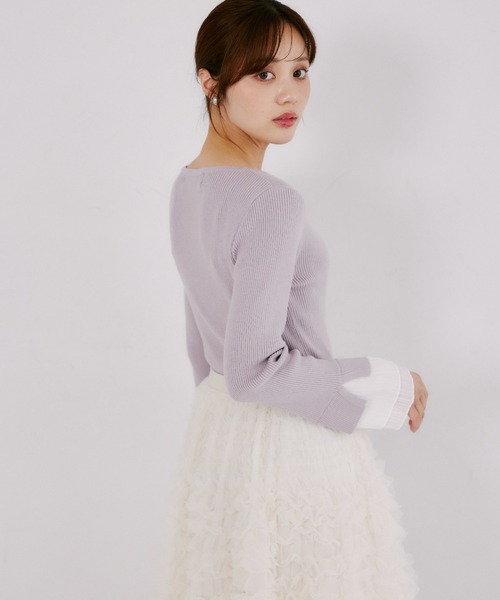 tocco closet(トッコ クローゼット)の「【ZOZO限定】袖口プリーツフリルニットトップス(ニット/セーター・レディース・ネイビー/ブラック/ラベンダー・M)」の18枚目の写真