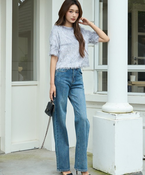BIRTHDAY BASH(バースデイバッシュ)の「MIA FEATHER LIKE TOPS(ミアフェザーライクトップス)(Tシャツ/カットソー・レディース・グレー・M/S)」の2枚目の写真