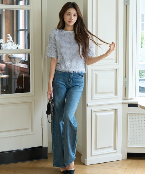BIRTHDAY BASH(バースデイバッシュ)の「MIA FEATHER LIKE TOPS(ミアフェザーライクトップス)(Tシャツ/カットソー・レディース・グレー・M/S)」の5枚目の写真