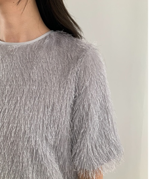 BIRTHDAY BASH(バースデイバッシュ)の「MIA FEATHER LIKE TOPS(ミアフェザーライクトップス)(Tシャツ/カットソー・レディース・グレー・M/S)」の6枚目の写真
