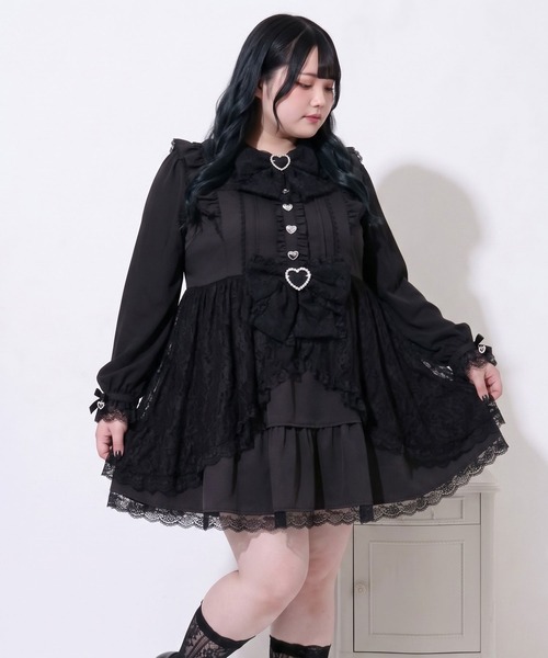 DearMyLoveWhip(ディアマイラブホイップ)の「レースカシュクールフリルワンピース(ワンピース・レディース・ベビーピンク/ブラック/ホワイト・4L/6L/5L)」の8枚目の写真