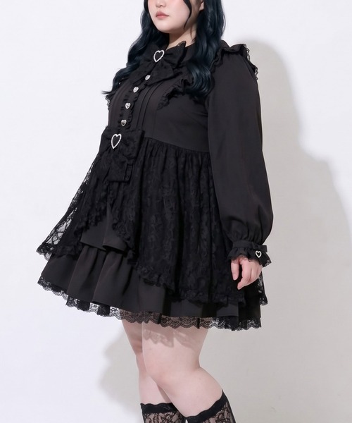 DearMyLoveWhip(ディアマイラブホイップ)の「レースカシュクールフリルワンピース(ワンピース・レディース・ベビーピンク/ブラック/ホワイト・4L/6L/5L)」の9枚目の写真