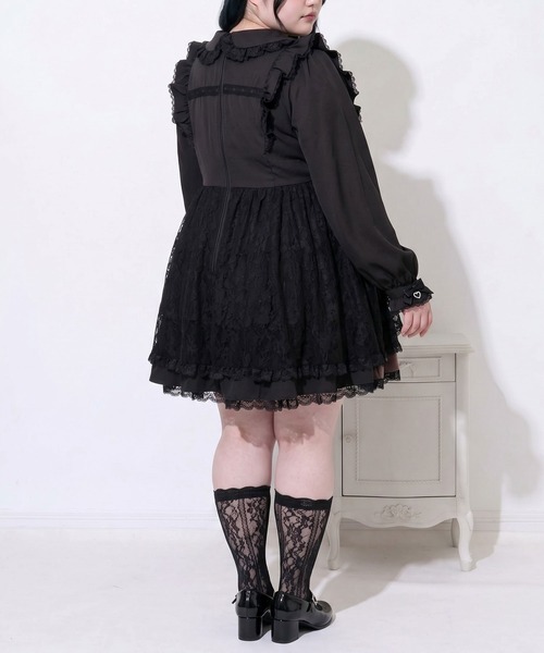 DearMyLoveWhip(ディアマイラブホイップ)の「レースカシュクールフリルワンピース(ワンピース・レディース・ベビーピンク/ブラック/ホワイト・4L/6L/5L)」の10枚目の写真