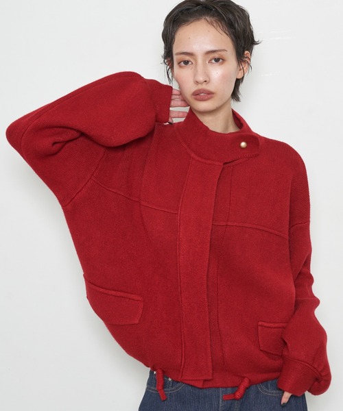 OFROOM(オフルーム)の「【2026秋冬新作】Knit Blouson|ニットブルゾン(ブルゾン・レディース・ブラウン/ブラック/レッド・FREE)」の3枚目の写真