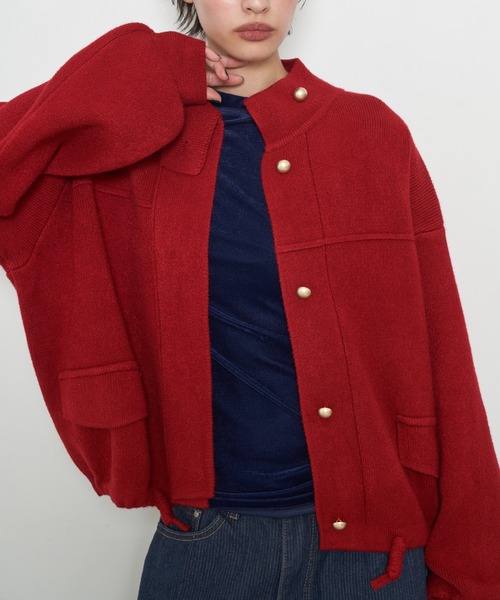OFROOM(オフルーム)の「【2026秋冬新作】Knit Blouson|ニットブルゾン(ブルゾン・レディース・ブラウン/ブラック/レッド・FREE)」の17枚目の写真