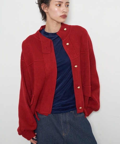 OFROOM(オフルーム)の「【2026秋冬新作】Knit Blouson|ニットブルゾン(ブルゾン・レディース・ブラウン/ブラック/レッド・FREE)」の18枚目の写真