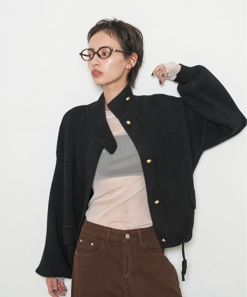 OFROOM(オフルーム)の「【2026秋冬新作】Knit Blouson|ニットブルゾン(ブルゾン・レディース・ブラウン/ブラック/レッド・FREE)」の12枚目の写真