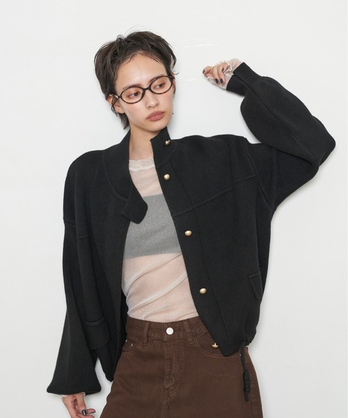 OFROOM(オフルーム)の「【2026秋冬新作】Knit Blouson|ニットブルゾン(ブルゾン・レディース・ブラウン/ブラック/レッド・FREE)」の13枚目の写真