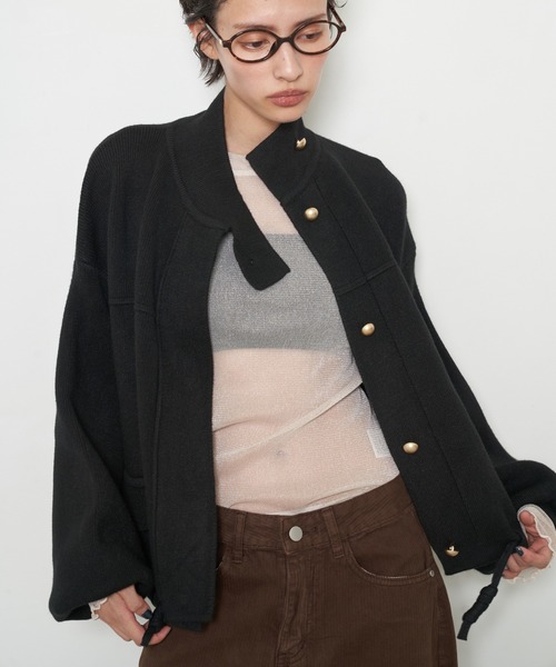 OFROOM(オフルーム)の「【2026秋冬新作】Knit Blouson|ニットブルゾン(ブルゾン・レディース・ブラウン/ブラック/レッド・FREE)」の4枚目の写真