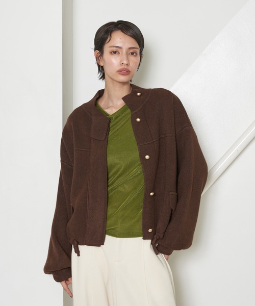 OFROOM(オフルーム)の「【2026秋冬新作】Knit Blouson|ニットブルゾン(ブルゾン・レディース・ブラウン/ブラック/レッド・FREE)」の9枚目の写真