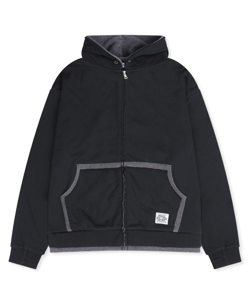 XTONZ(エクストーンズ)の「XTT169 フィンガーホール ワッフル レイヤード クロップド フード ジップアップ (BLACK)(パーカー・レディース・その他・LARGE/SMALL)」の6枚目の写真