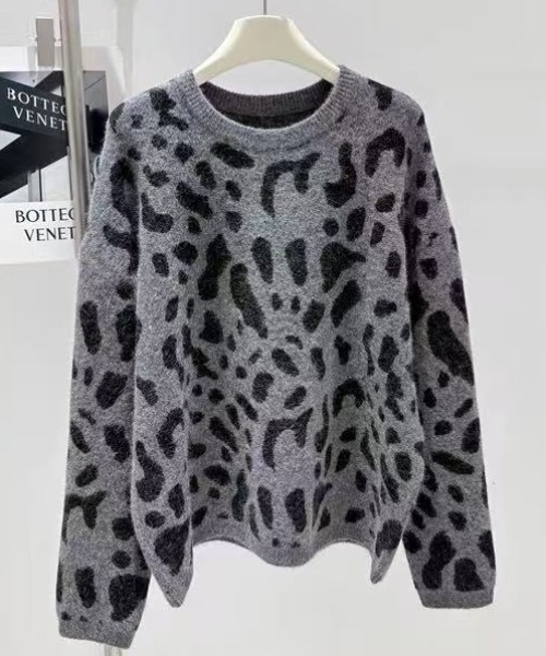 AVYL(アヴィル)の「ビッグレオパード柄 シャギーニットプルオーバー(ニット/セーター・レディース・グレー/ブラウン・M)」の6枚目の写真