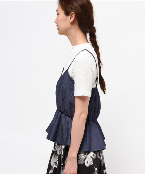 earth music&ecology（アースミュージックアンドエコロジー）の「【2016Summer】【SET ITEM】デニムキャミセットTシャツ（Tシャツ/カットソー・レディース・ブラック/オフホワイト/LT.Gray・FREE）」の5枚目の写真