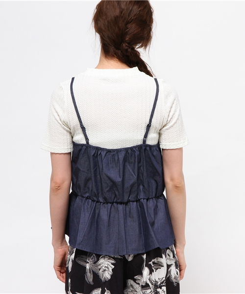 earth music&ecology（アースミュージックアンドエコロジー）の「【2016Summer】【SET ITEM】デニムキャミセットTシャツ（Tシャツ/カットソー・レディース・ブラック/オフホワイト/LT.Gray・FREE）」の6枚目の写真