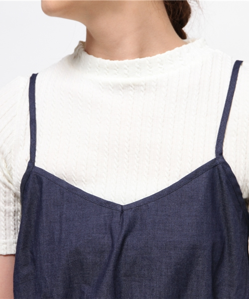 earth music&ecology（アースミュージックアンドエコロジー）の「【2016Summer】【SET ITEM】デニムキャミセットTシャツ（Tシャツ/カットソー・レディース・ブラック/オフホワイト/LT.Gray・FREE）」の7枚目の写真